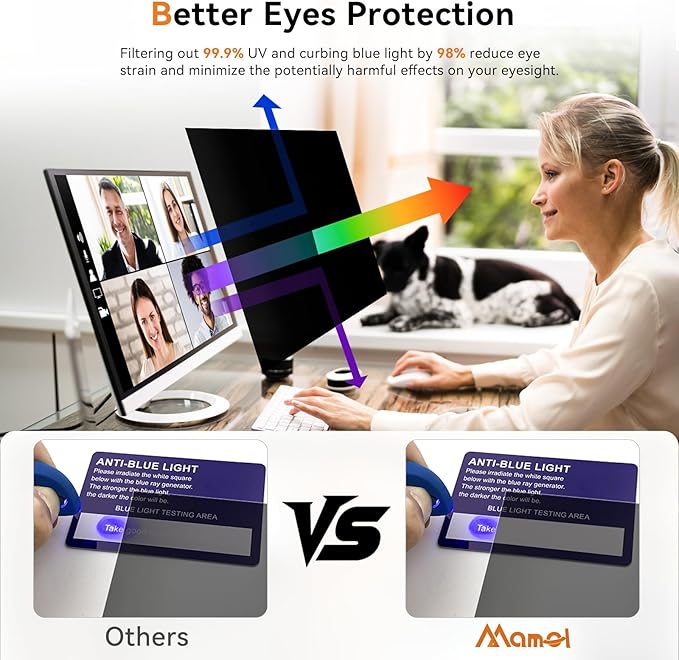 34 Inch Curved Computer Privacy Screen Filter for 21:9 Aspect Ratio Widescreen Monitor - Anti Glare Blue Light Filter, Removable Computer Monitor Privacy Shield, Anti-Scratch Screen Protector