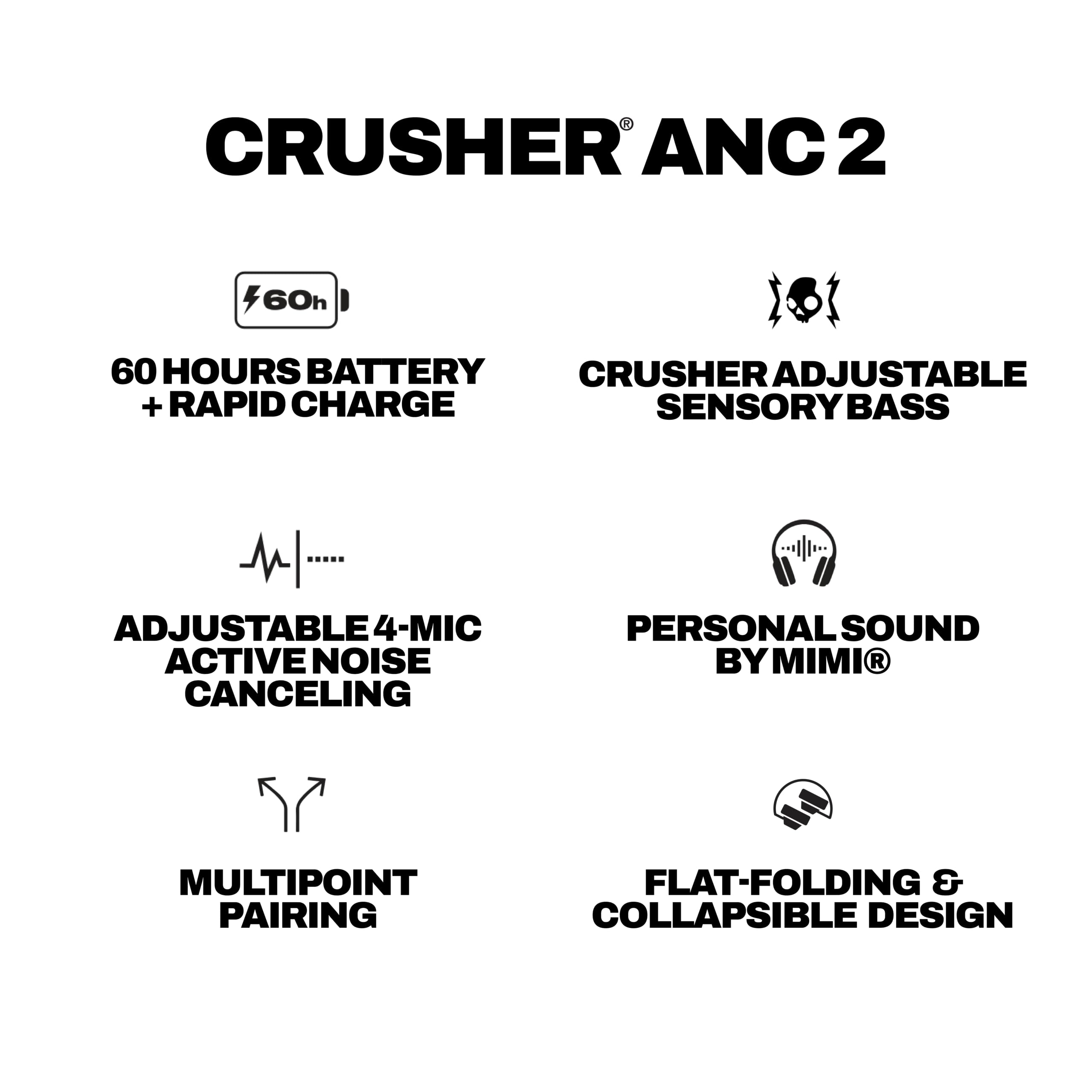 Skullcandy Crusher ANC 2 Noise Cancelling Wireless Headphones - Primer