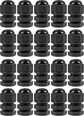 XHF 20 Pcs 1/4 Inch IP68 Strain Relief Nylon Cord Grip NPT Cable Glands Adjustable UL Listed and RoHS Compliant (Black)