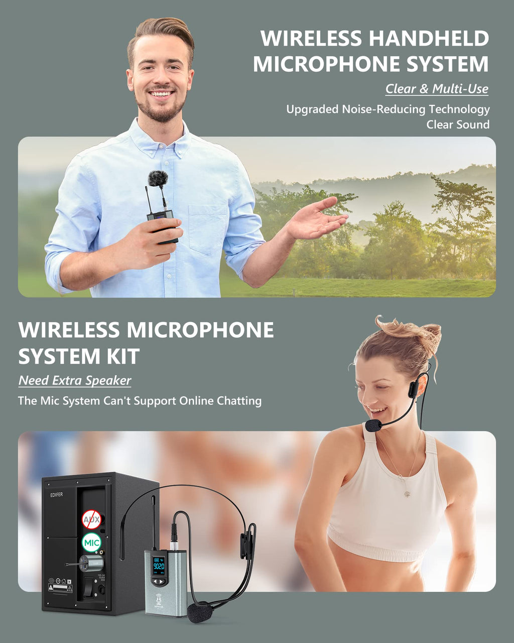 Wireless Microphone System for PA Speaker, Camera, Recording, Teaching