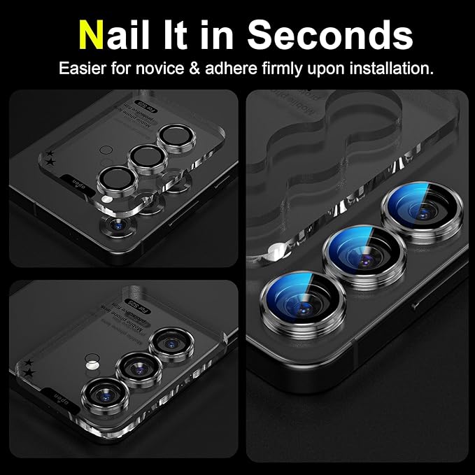YWXTW Camera Lens Protector for Samsung Galaxy S25 Accessories [1:1 Fit & Ultra Clarity] 9H Tempered Glass Metal Individual Ring Camera Cover Screen Protector for S25, Case Friendly (Clear)