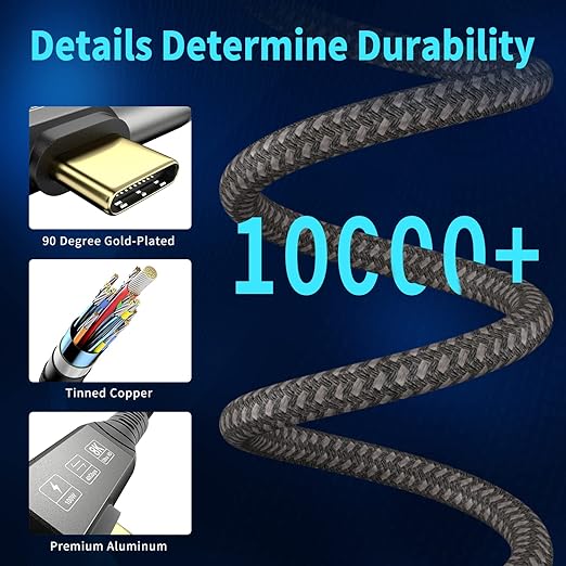 USB4 Cable, with Thunderbolt 4, 240W Charging, 40 Gbps Data, 8K @ 60Hz HDR, USB C to USB C Cable, 90Degree for MacBook,Hub, Dock, M2, M3, Mac SSD (90Degree USB4 40G 240W 2M)