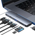 USB C Adapter HDMI USB Multiport Hub,8 in 2 Accessories with 4K@60hz HDMI,Thunderbolt 3,USB C and 3 USB A 3.0 Data Ports SD TF Card Reader, Audio (Grey)