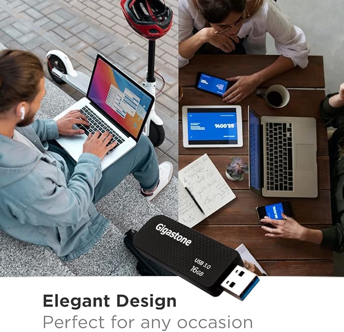 Gigastone Z30 16GB USB3.0 Flash Drive, Capless Retractable Design Pen Drive, Carbon Fiber Style, Reliable Performance & Durable
