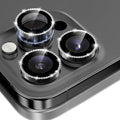 GolbinBox Camera Lens Protector for iPhone 17 Pro Max/17 Pro/16 Pro Max/16 Pro, 1:1 Invisible Fit, 9H Tempered Glass Ultra HD Metal Individual Camera Cover for Women, Case Friendly,Bling/Black
