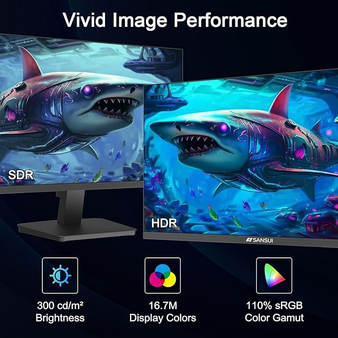 SANSUI 27 Inch Computer Monitor 120Hz, FHD 1080P Monitor, HDMI DP Ports FreeSync, HDR 110% sRGB, Tilt Adjustable Frameless VESA Compatible for Office and Home (ES-27F2, HDMI Cable Included)