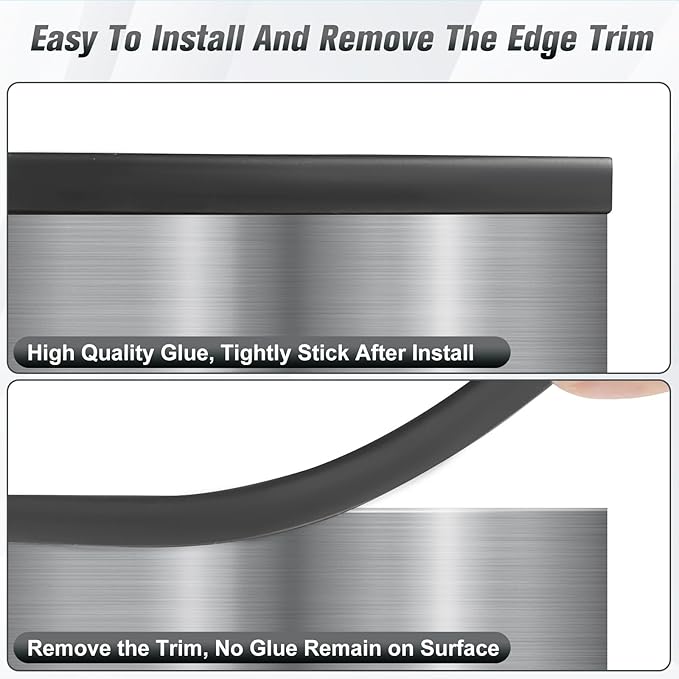 Rubber Edge Trim, Self Adhesive U Channel Edge Trim, U Shaped Trim for Plywood, Glasses, Mirror, Flexiglass, Sharp Edge Parts, Fit for 5/16", Length 20Ft, Black Color, Peel and Stick Plastic Trims
