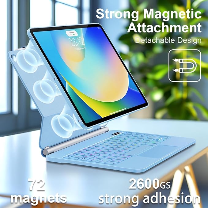 for iPad 9th Generation Case with Keyboard,Magic Style Keyboard Case for iPad 9th/8th/7th Gen 10.2 inch - Floating Cantilever Magnetic Stand Multi-Touch Trackpad (Sky Blue)