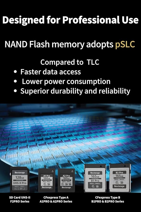 Nextorage 128GB SDXC UHS-II V90 Japanese Brand pSLC Max. Write Speed 299MB/s Max. Read Speed 300MB/s 4K Recording NX-F2PRO128G SD Card Memory for Camera