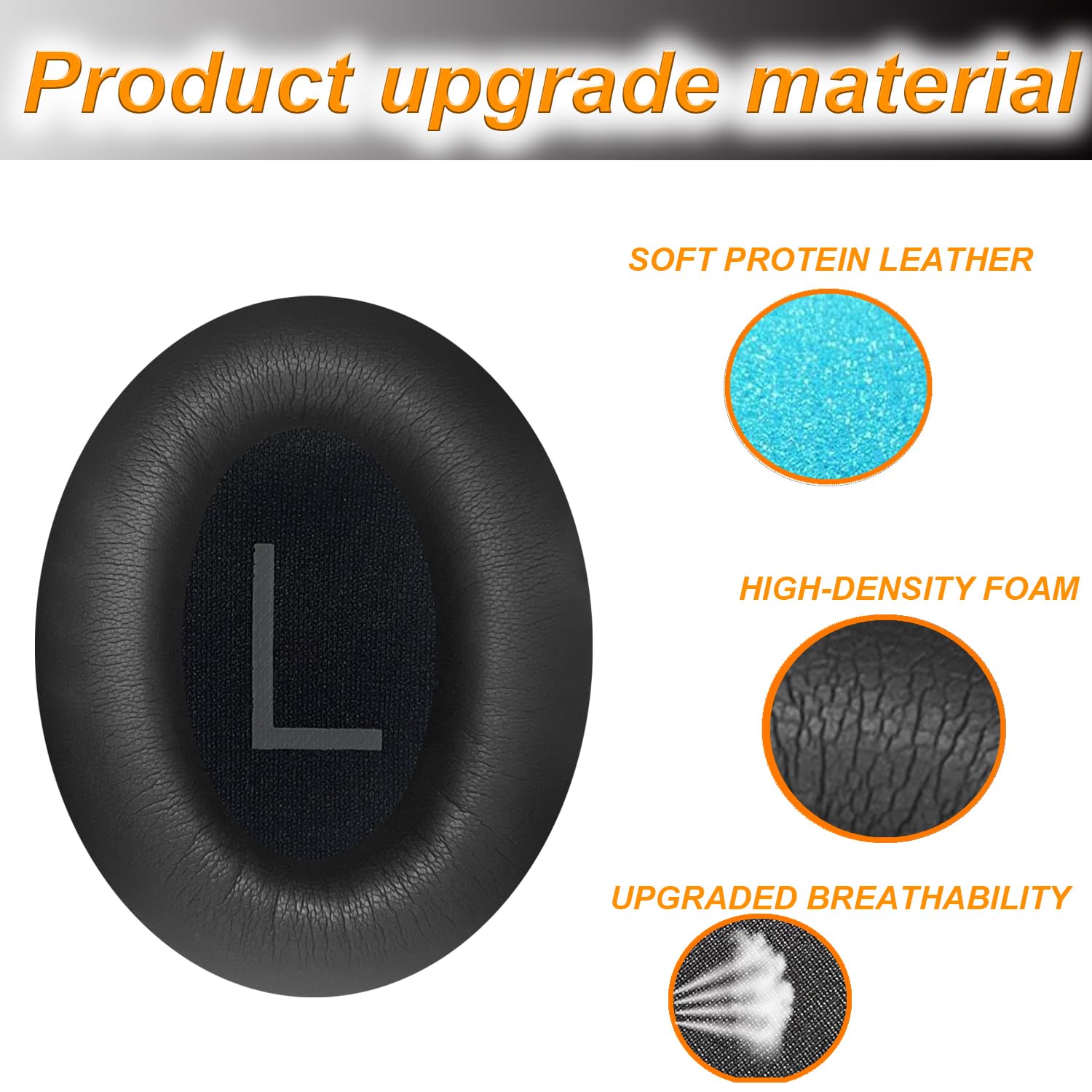 Earpads Cushions Replacement for Bose QC45(QuietComfort 45) Headphones Ear Pads,Soft Protein Leather,Noise Isolation Foam(Black)