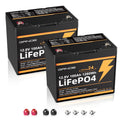 2-Pack 12V 100Ah LiFePO4 Battery, Deep Cycle Lithium Battery, Group 24 Size, Built-in 100A BMS, 15000+ Cycles, Ideal for RV, Solar, Marine, Trolling Motor, Off-Grid