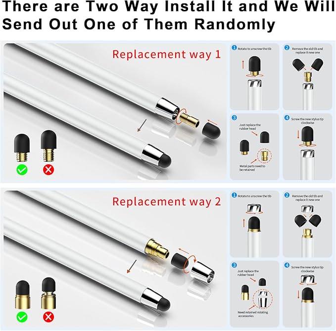 Stylus Pen for Touchscreen,5 PCS Stylus,Stylus 2-in-1 High Sensitivity Precision Suitable for All Touch Screens of iPhone/ipad/Android Tablet(White)