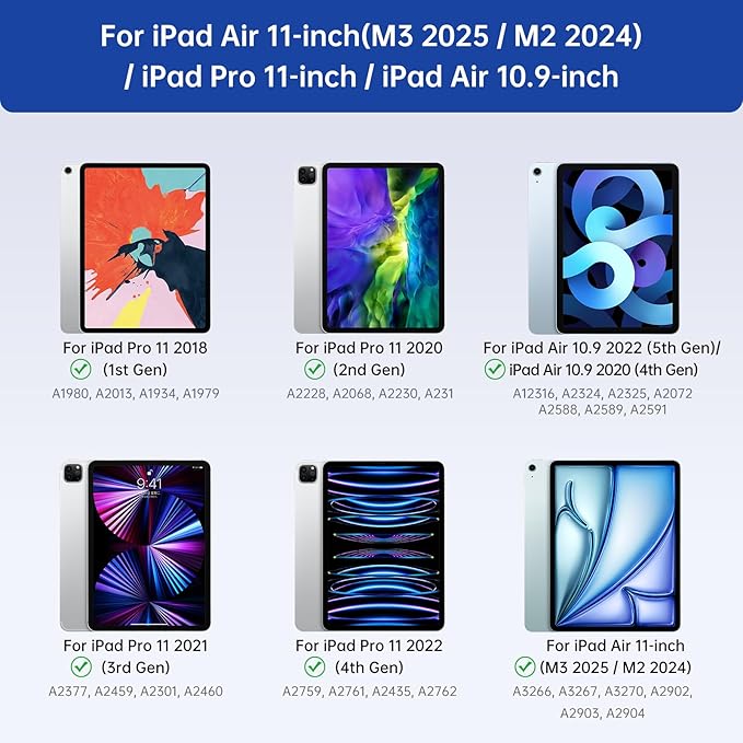 Keyboard Case with Stylus Pen for ipad Air 11-inch (M3 2025,M2 2024)iPad Pro11 in(1st/2nd/3rd/4th Generation) Magic-Style Magnetic Keyboard Case,Multi-Touch Trackpad 10.9” iPad Air 4th/5th Gen.(white)