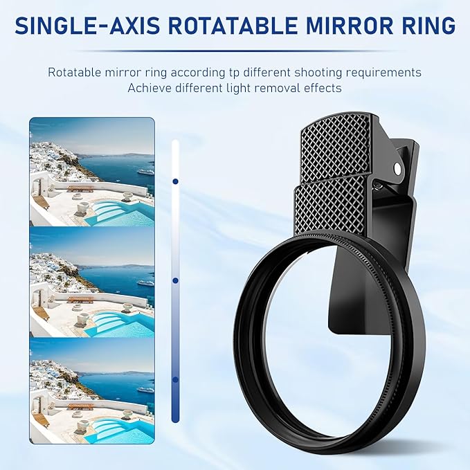52mm Clip-on CPL Phone Camera Filter Kit, Circular Polarizer Filter, CPL Polarizer Phone Camera Lens Filter for iPhone Samsung/Android Smartphones