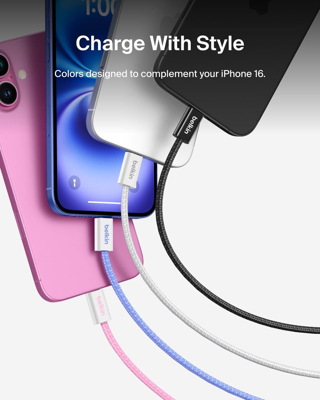 Belkin USB C to USB C Cable 2-Pack, 9.9ft, 60W - Type C Charger, iPhone Charger Cord, Soft, Braided, Flexible for iPhone 17, Galaxy S25, Pixel 10, Airpods, iPad Pro & More, Travel Essentials - White
