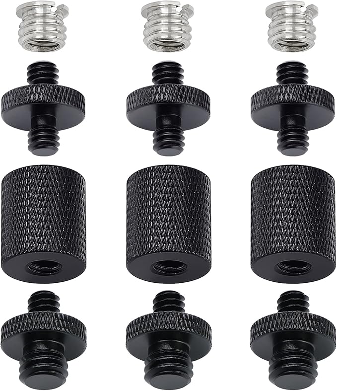 12 Pcs 1/4" & 3/8" Camera Screw Adapter Set - DSLR, GoPro, Flash & Light Stand Mounts