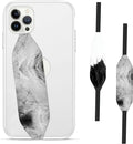 Phone Grip Strap - Reversible Finger Holder for Phone Back, Customizable Anti-Slip Design, Wireless Charging Compatible Detachable Holder for iPhone - White on Black