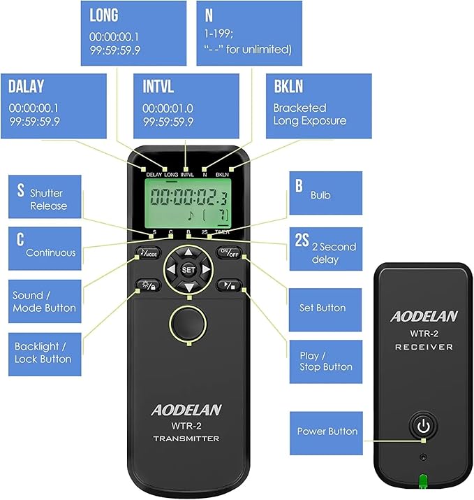 for Canon EOS Camera Wireless Shutter Remote - Intervalometer Timer Compatible with R6, 850D, 90D, 80D, 70D, R, Ra, RP; Replacement RS-60E3 Cable