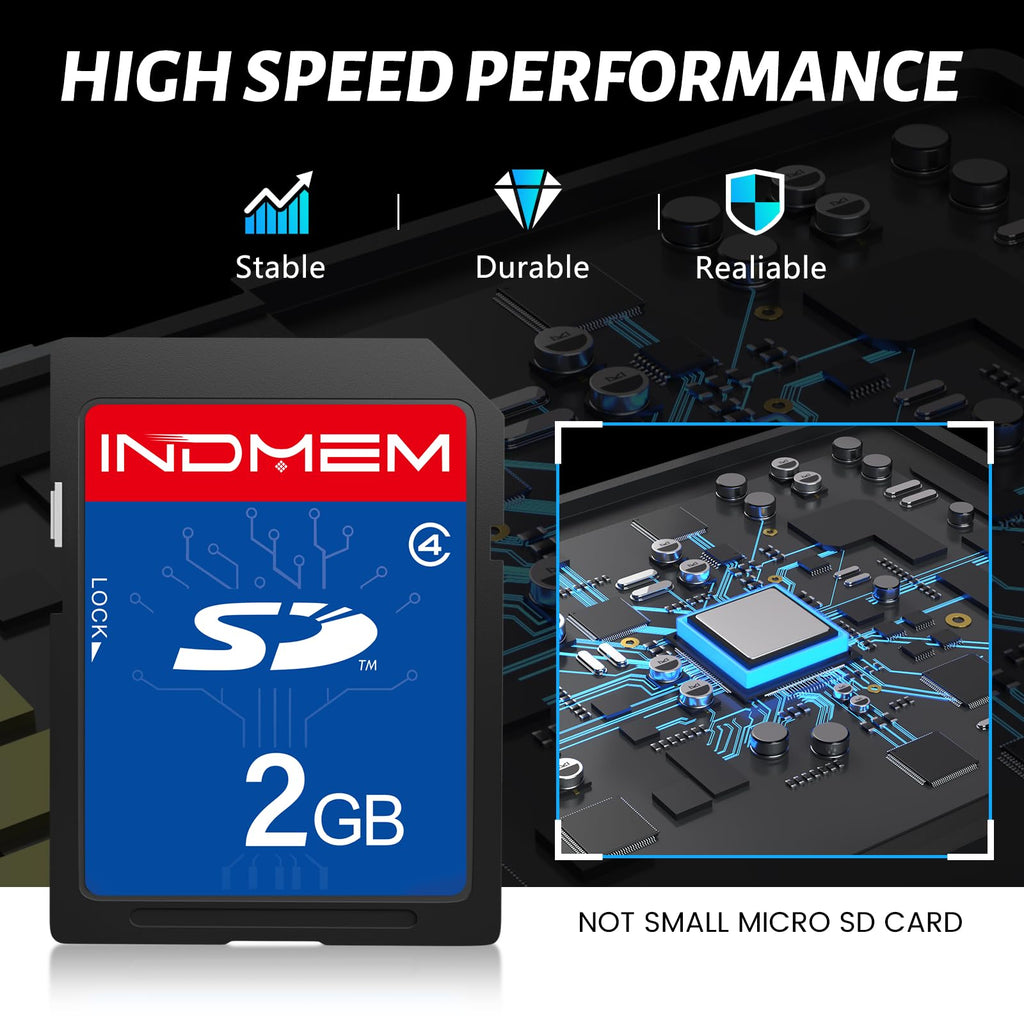 INDMEM SD Card 2GB, 6 Packs Class 4 2GB Flash Memory Card MLC Standard Secure Digital Cards Camera Card