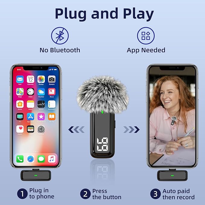 Wireless USB Microphone for PC Laptop iPhone 16/15 Android Phone - Noise Canceling Lapel Lavalier Mic with 24H Charging Case for Video Recording Vlog TikTok Podcast Live Streaming (USB & USBC)