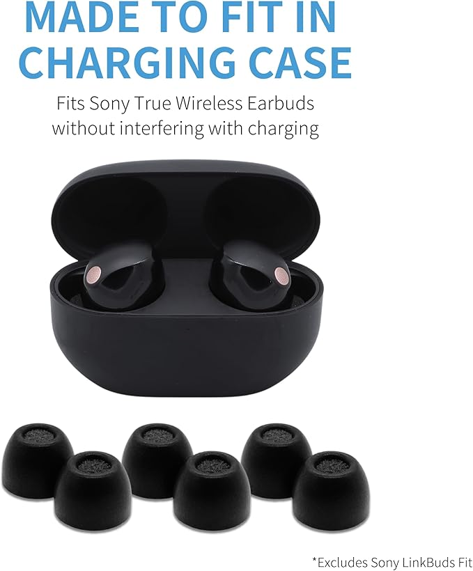 Comply TrueGrip | Premium Memory Foam Replacement Earbud Tips for Sony True Wireless Earbuds | Enhanced Comfort, Secure Fit, Superior Noise Isolation, Cleaning Tool | Black, Small (3 Pairs)