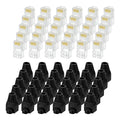 MECCANIXITY 100pcs Cat6 RJ45 Pass Through Connectors, RJ45 Connector 8P8C Gold Plated Plugs with 100pcs Black Strain Relief Boots for Solid or Stranded UTP Ethernet Cable, 1.1mm
