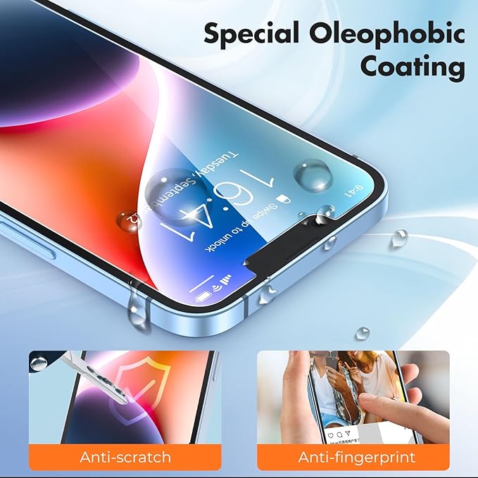 UNBREAKcable 3-Pack Screen Protector for iPhone 16e/14/13/13 Pro, Double Shatterproof Tempered Glass [Easy Installation Frame] [9H Hardness] [99.99% HD Clear] [Bubble Free] [Touch Sensitive]