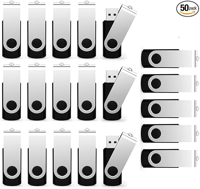 USB Flash Drive 4GB 50 Pack, Bulk USB 2.0 Flash Drives Thumb Drive Swivel Memory Stick Jump Drive Pen Drive,4 gig 50 Pieces