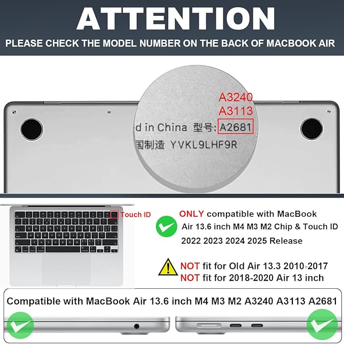 for MacBook Air 13.6 inch Case 2025 M4 A3240 2024 M3 A3113 2022 2023 A2681 M2 Chip, Crystal Plastic Pattern Hard Shell Case Cover for Mac Air 13.6 M4 2025 Touch ID, Sunset Glow Waves