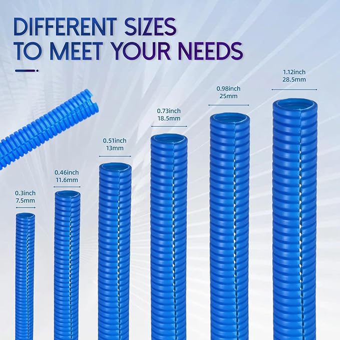 Split Wire Loom Tubing, 10,25ft Cord Protectors from Pets No Chew, Flexible Wire Covers Cord Protectors, Protective Split Cable Sleeve for Automotive Home Industrial Wires(Blue, 0.51inch-25ft)