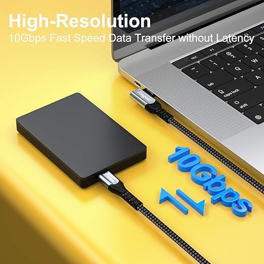 Fasgear USB-C to USB C Cable 100W Power Delivery 3ft 90 Degree Type C 3.1 Gen 2 Cord 10Gbps Data Sync 5A PD Fast Charge Cord with E-Marker Chip Compatible for MacBook,Pixelbook,Galaxy S20,SSD (Black)