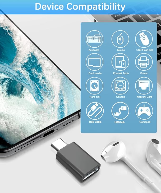 Elebase for Samgsung S25 USB to USBC Adapter with Type C OTG Adaptor 4P,USBA Male to C Female Converter for Galaxy S24 S23 Plus Ultra FE,Z Fold Flip 7 6,Galaxy Tab S10 S9,Google Pixel 9 8,AirPods 4