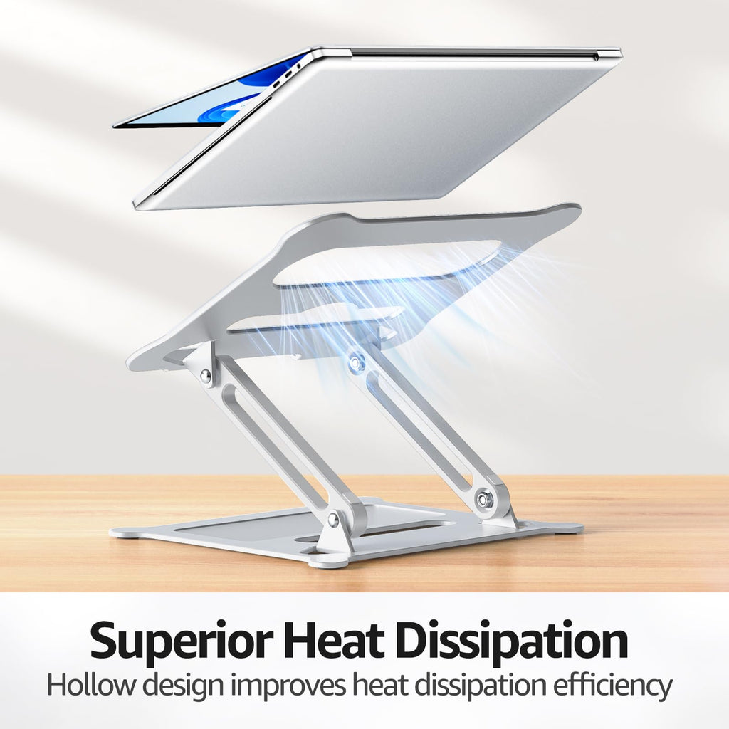 Urmust Laptop Notebook Stand Holder Adjustable Laptop Stand Portable Computer Riser Compatible with MacBook Air Pro HP Dell XPS Lenovo All Laptops 10-15.6"(Silver)