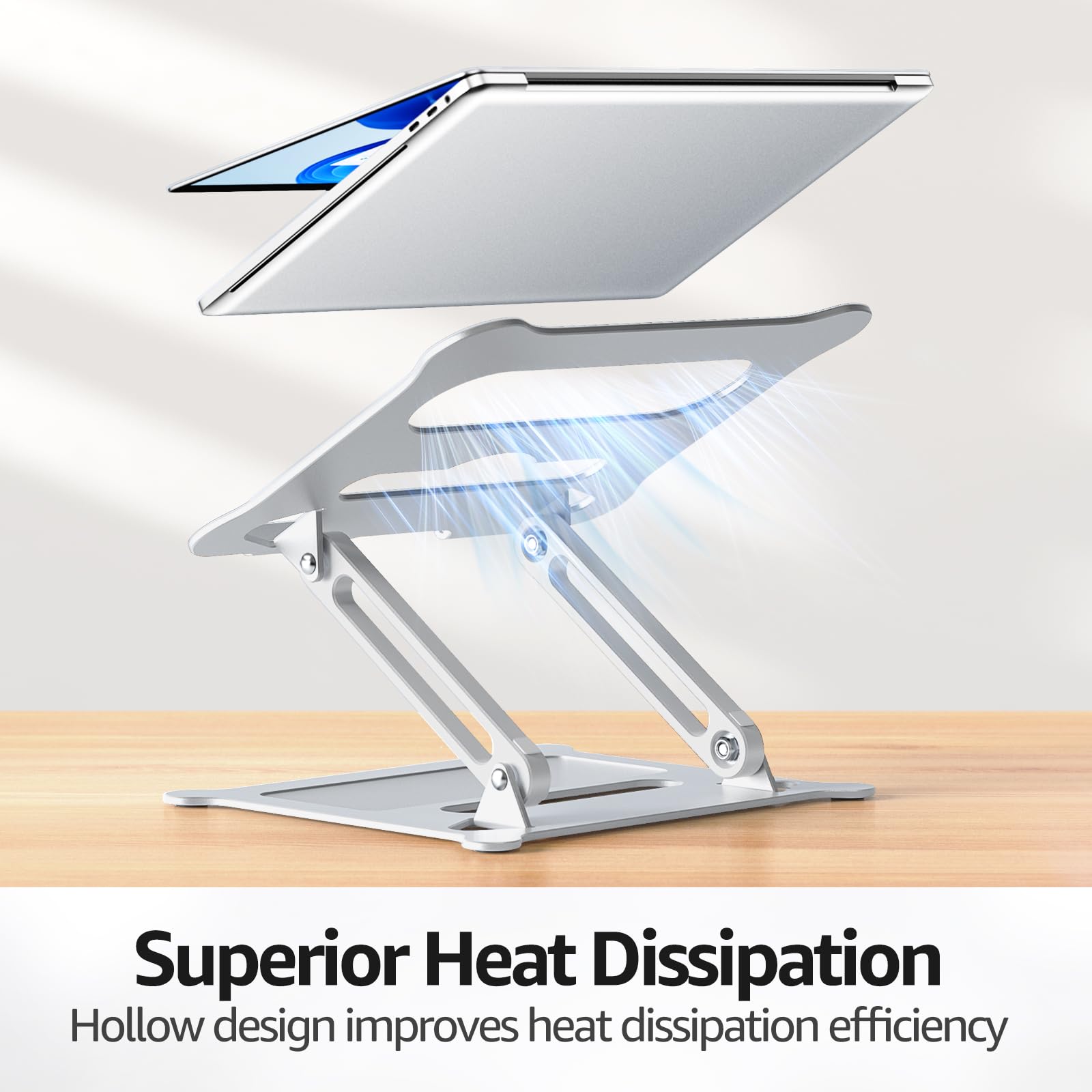 Urmust Laptop Notebook Stand Holder Adjustable Laptop Stand Portable Computer Riser Compatible with MacBook Air Pro HP Dell XPS Lenovo All Laptops 10-15.6"(Silver)
