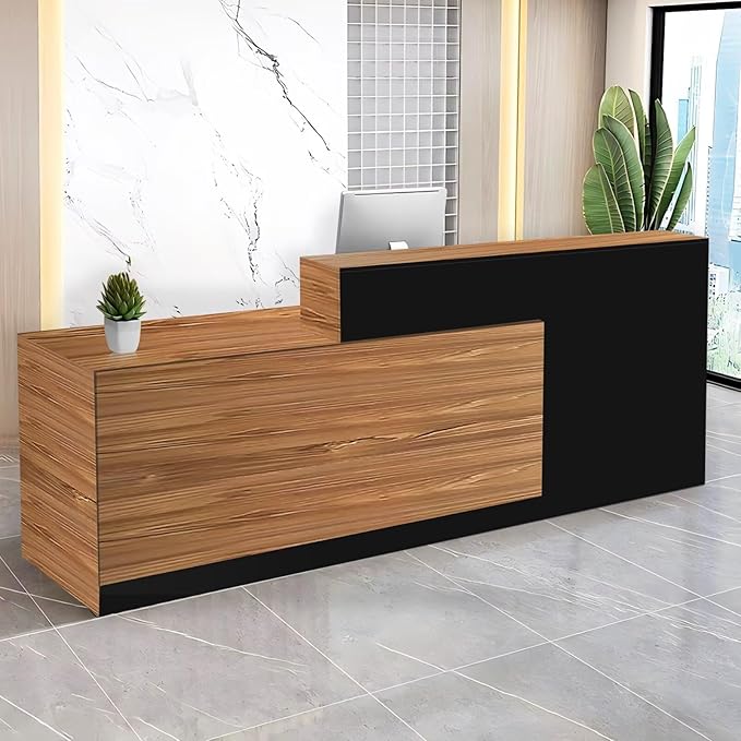 Reception Desk with Counter Modern Checkout Counter with Lockable Drawer Keyboard Tray Receptionist Desk for Office Salon Reception Table A Left 47inch/120cm