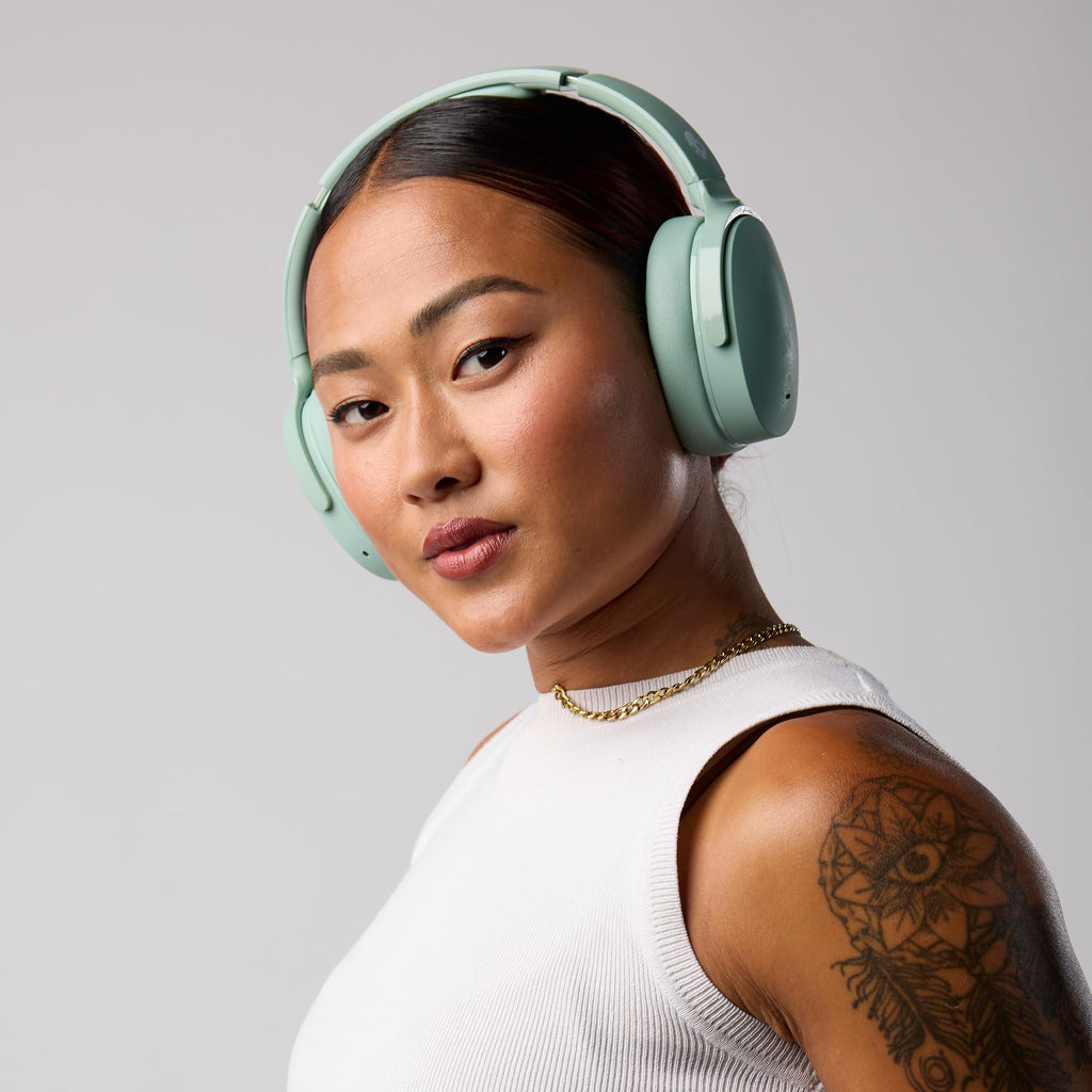 Skullcandy Hesh ANC Wireless Over-Ear Bluetooth Headphones with Extra USB-C Charging Cable, Active Noise Canceling, 22 Hrs Battery, Foldable Lightweight Design, Microphone iPhone Android - Preppy Sage