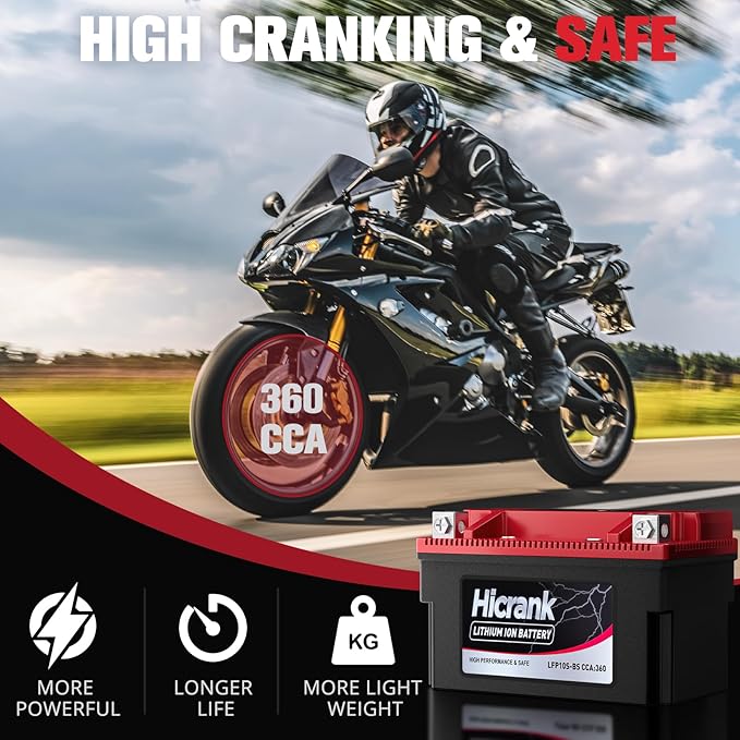 YTZ10S Lithium 12V 6Ah 360CCA LiFePO4 Motorcycle Battery, Powersports Battery for Honda KTM Yamaha Harely, Fit ATV, UTV, Scooter, Motocross, Lawn Mower, Jet Ski, Motorboat