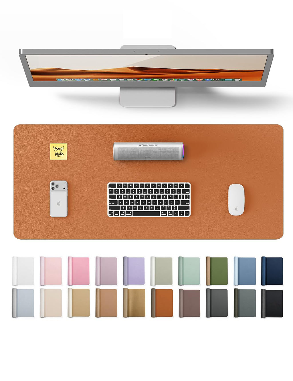 YSAGi Large Extended PU Leather Desk Pad Protector – Non-Slip Waterproof Desk Mat for Office & Home, Easy Clean Mouse Pad & Laptop Writing Blotter 35.4"x17" Black — 23.6" x 13.8"