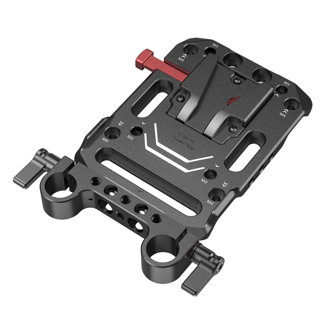 SmallRig V Mount Battery Plate, V-Lock Battery Plate with Dual 15mm Rod Clamp, 1/4"-20 & 3/8"-16 Threaded Holes, for SmallRig V Mount Battery VB99 SE / VB99 / VB99 Pro, for Neewer PS099E