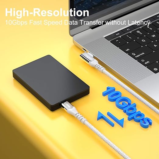 Fasgear 100W USB C to Type C 90 Degree Cable 10ft, USB 3.1 Gen 2 10Gbps Data 5A Power Delivery (PD) with Emarker Compatible for Link,VR Headset,PD Docking Station,HHD,MacBook,4K Displays, Grey