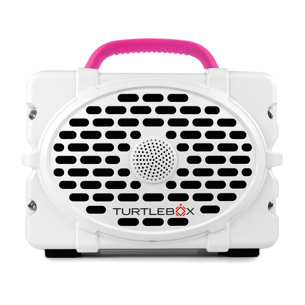 Turtlebox Original Gen 3 Outdoor Bluetooth Speaker, Waterproof, White/Pink