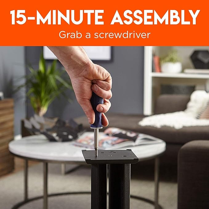 ECHOGEAR Universal Floor Speaker Stands - Vibration-Absorbing MDF Design Works with Klipsch, Polk, JBL & Other Bookshelf Speakers Or Studio Monitors - Includes Sound Iso Pads & Carpet Spikes