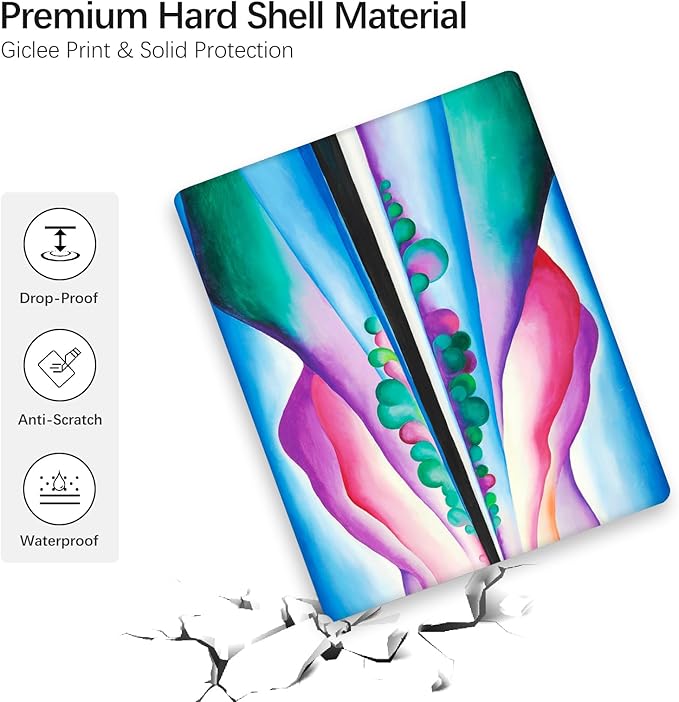 Berkin Arts Compatible with MacBook Air 13 inch Cover, 2022-2018 Release A2179/A2337 M1 with Keyboard Cover & Screen Protector Vivid Abstract Landscape (Lake George Reflection by O'Keeffe)