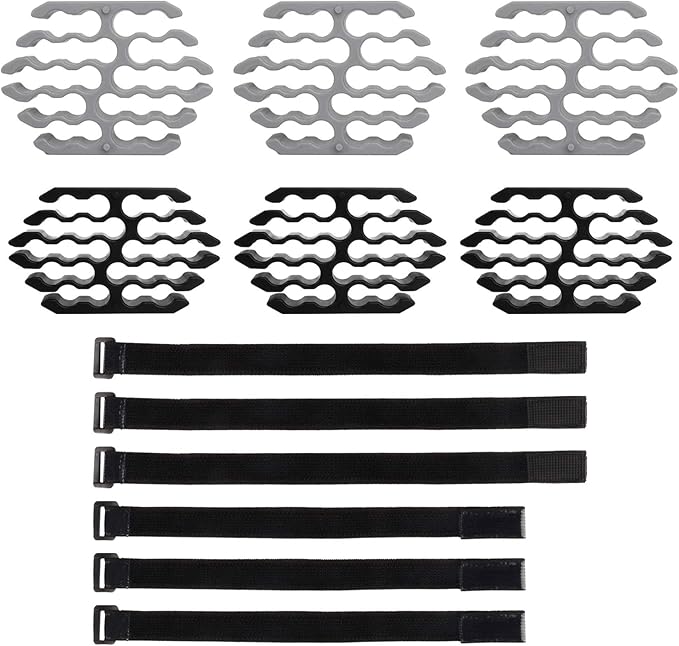 IMPRESA Cable Comb Organizer Kit - Includes 6 Straps & 6 Inserts - Cable Management Tool for Cat6a & Ethernet Wires - Neat Wire Organizer for Home or Network Setup