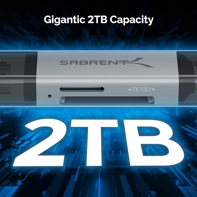 SABRENT SD Card Reader, High-Speed USB C to Micro SD Card Adapter, USB 3.0 OTG Dual Slots Memory Card Reader & 3.0 OTG – High Speed Micro SD Card Reader for SD, SDHC, SDXC, MMC, T-Flash (CR-BCA2)