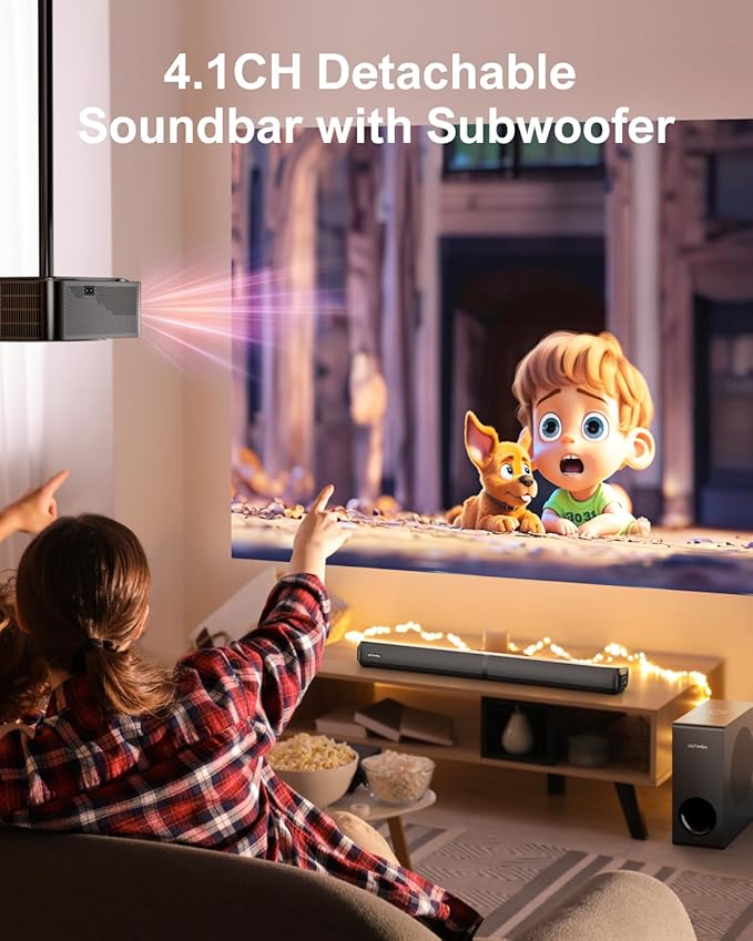ULTIMEA 4.1ch Sound Bar for Smart TV with Subwoofer, Peak Power 200W, 2-in-1 Detachable Bluetooth 5.3 Soundbar, Bass Adjustable, 3 EQ Modes TV Sound Bar, ARC/Optical/Aux, Apollo S50 Detachable Series