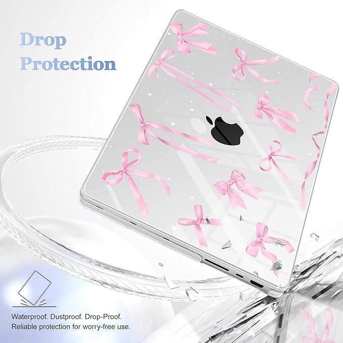 for MacBook Pro 16 inch Case 2021 2022 2023 2024 Release A3186 A3403 M4 A2991 M3 A2780 M2 A2485 M1 Pro/Max, Hard Shell Case with Screen Protector & Keyboard Cover, Bowknot