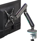 AVLT Single 27”-45” RGB Gaming Monitor Arm Desk Mount Built-in 20 Lighting Modes Touch Button Control Fits Flat/Curved/Ultrawide Screens Height Swivel Tilt Rotation Adjustable Stand -Dark Gray