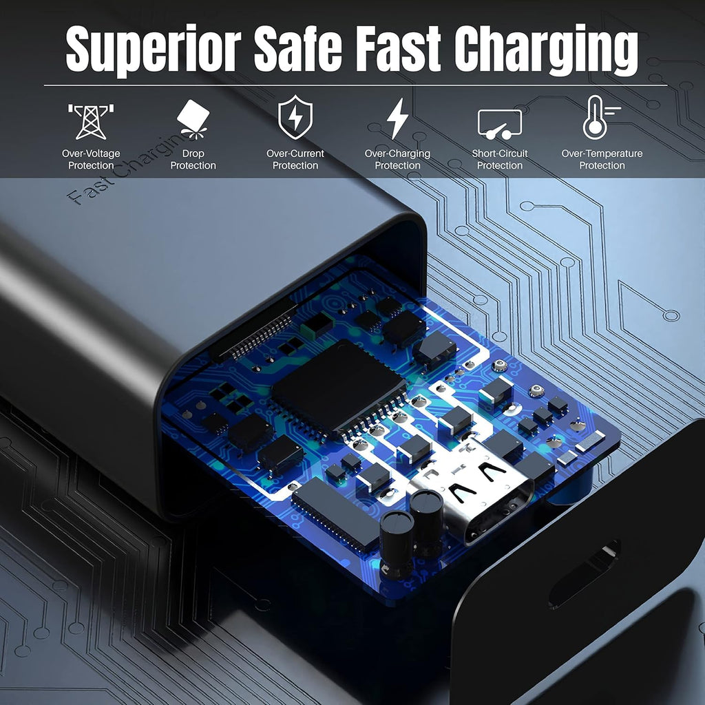 TT&C 30W USB C Fast Charger with 10FT & 6.6FT Cables for iPhone 17, 16, 15