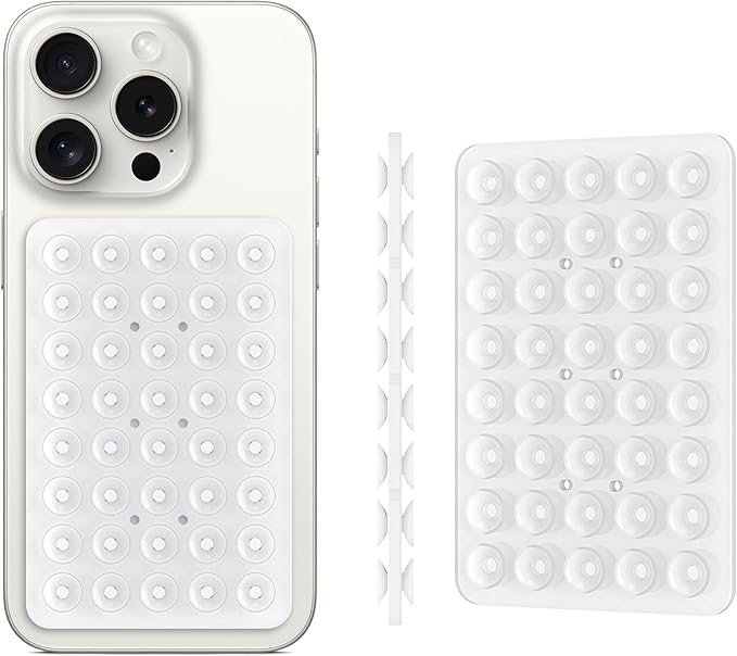 Silicone Double Sided Suction Phone Case Mount, Detachable Hands Free & Strong Grip Holder for Selfies & Videos, Compatible iPhone Android (Transparent, 1Pack)